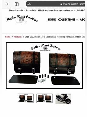 New Indian Scout Motorcycle Alligator Leather Saddle Bags